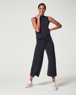 Spanx AirEssentials Cropped Wide Leg Pant Navy | NKUABHW-54