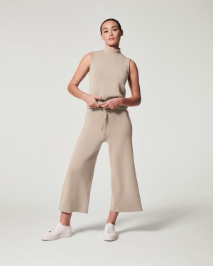 Spanx AirEssentials Cropped Wide Leg Pant Beige | OFXGDCA-34