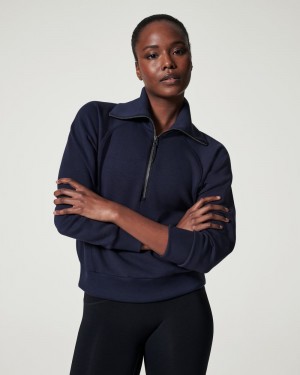 Spanx AirEssentials Half Zip Navy | FINXRZJ-26