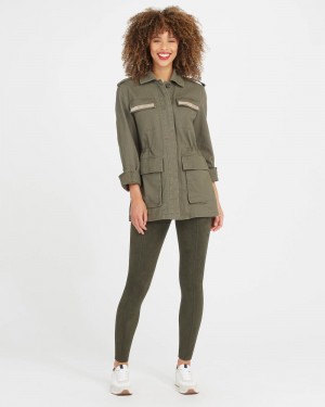 Spanx Faux Suede Leggings Olive | AEJFKQP-54