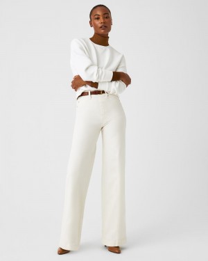 Spanx Seamed Front Wide Leg Jeans White | EQHJWKB-67