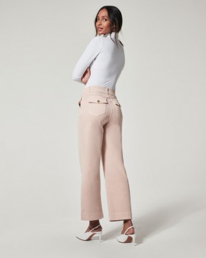 Spanx Stretch Twill Cropped Wide Leg Pant Pink | FNCALSH-35