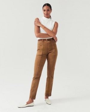 Spanx Stretch Twill Straight Leg Pant Brown | XJOZYRE-54