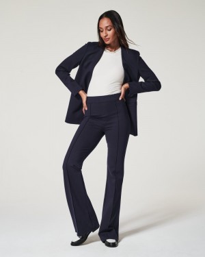 Spanx The Perfect Pant, Hi-Rise Flare in Houndstooth Jacquard Navy | UEOISHC-39