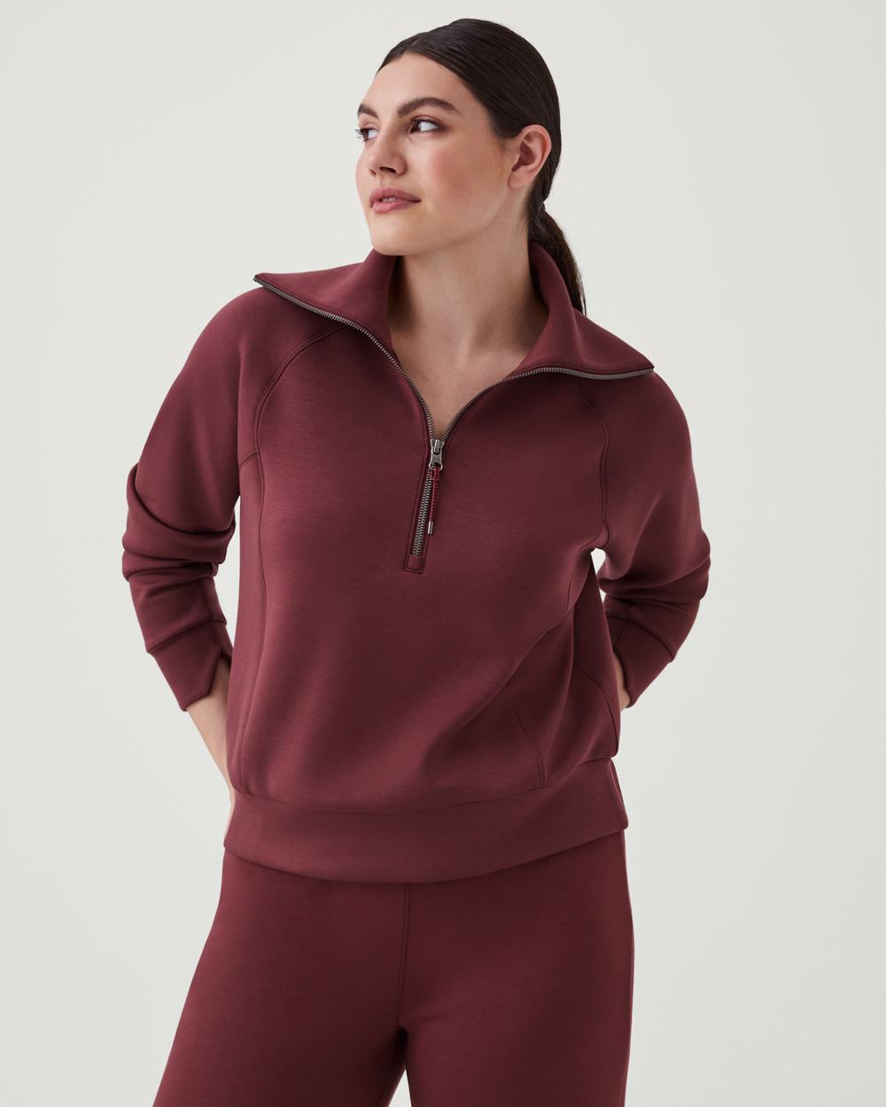 Spanx AirEssentials Half Zip Brown | IGBLRVJ-12