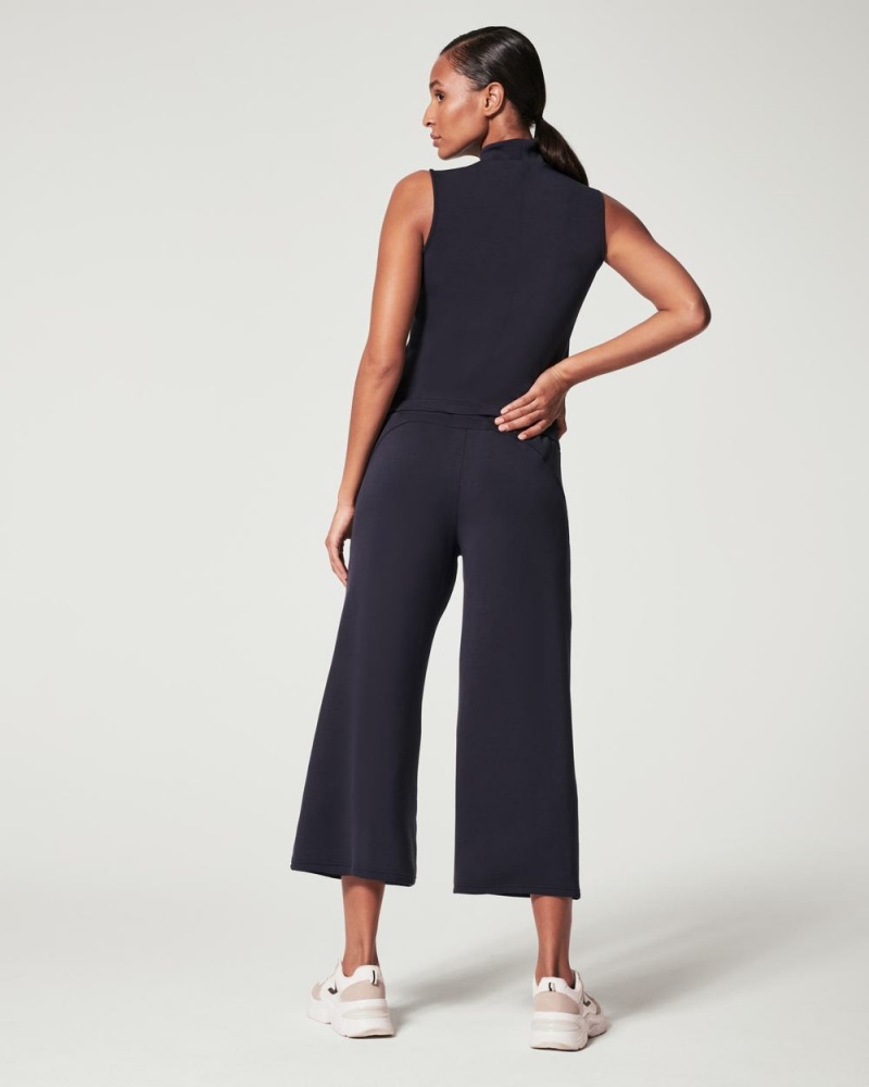 Spanx AirEssentials Cropped Wide Leg Pant Navy | NKUABHW-54