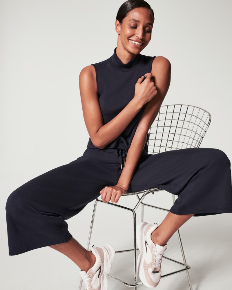 Spanx AirEssentials Cropped Wide Leg Pant Navy | NKUABHW-54