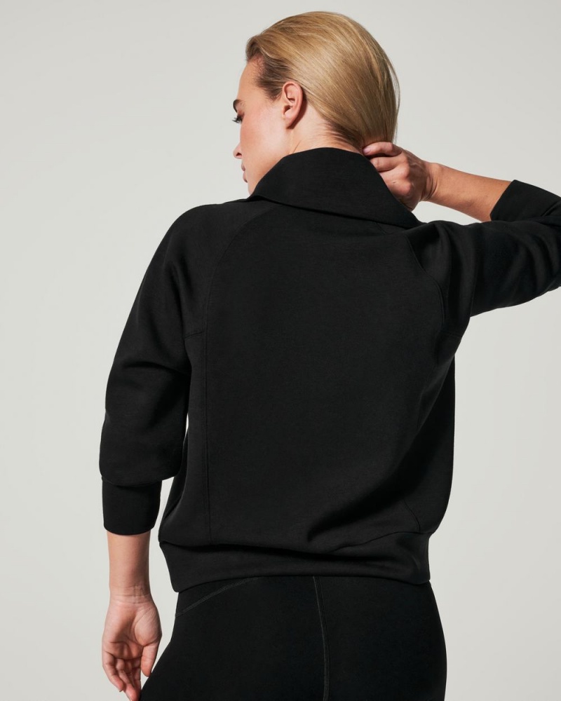 Spanx AirEssentials Half Zip Black | AZJYLWM-43