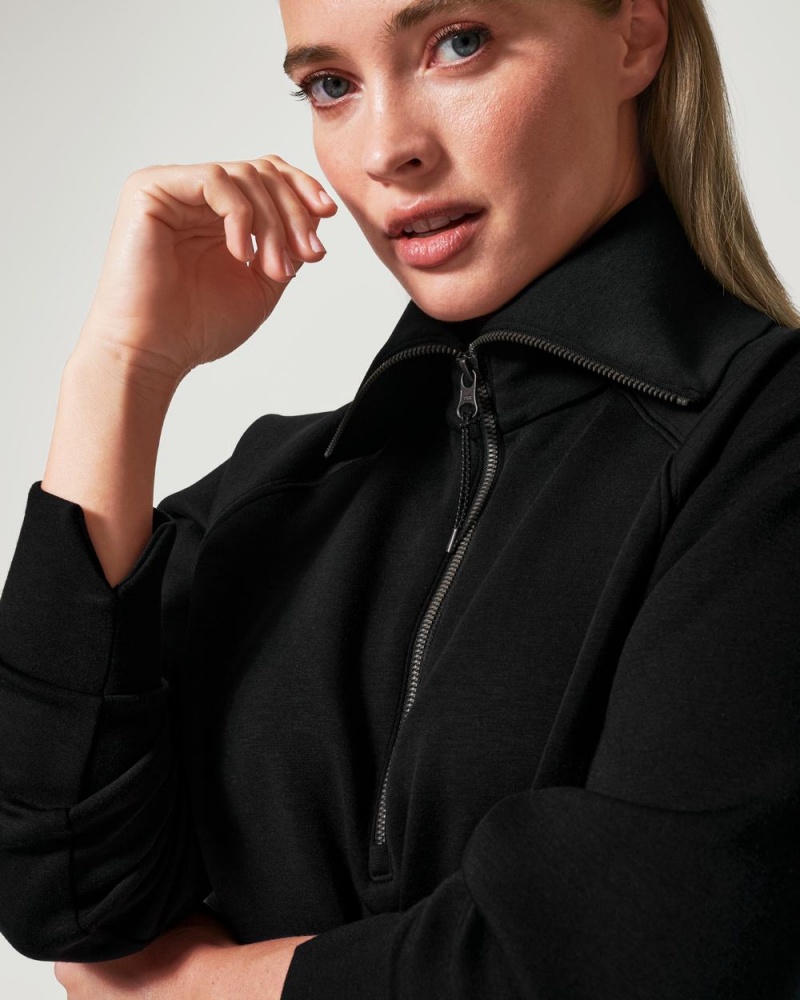 Spanx AirEssentials Half Zip Black | AZJYLWM-43