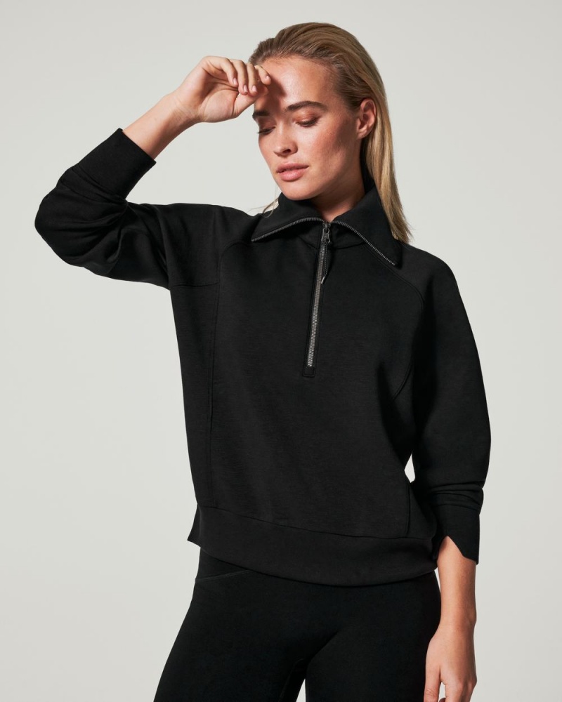 Spanx AirEssentials Half Zip Black | AZJYLWM-43