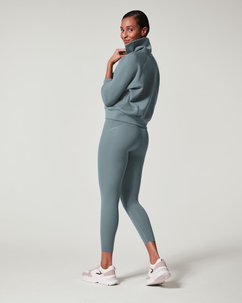 Spanx AirEssentials Half Zip Blue Grey | VHWNKTU-78