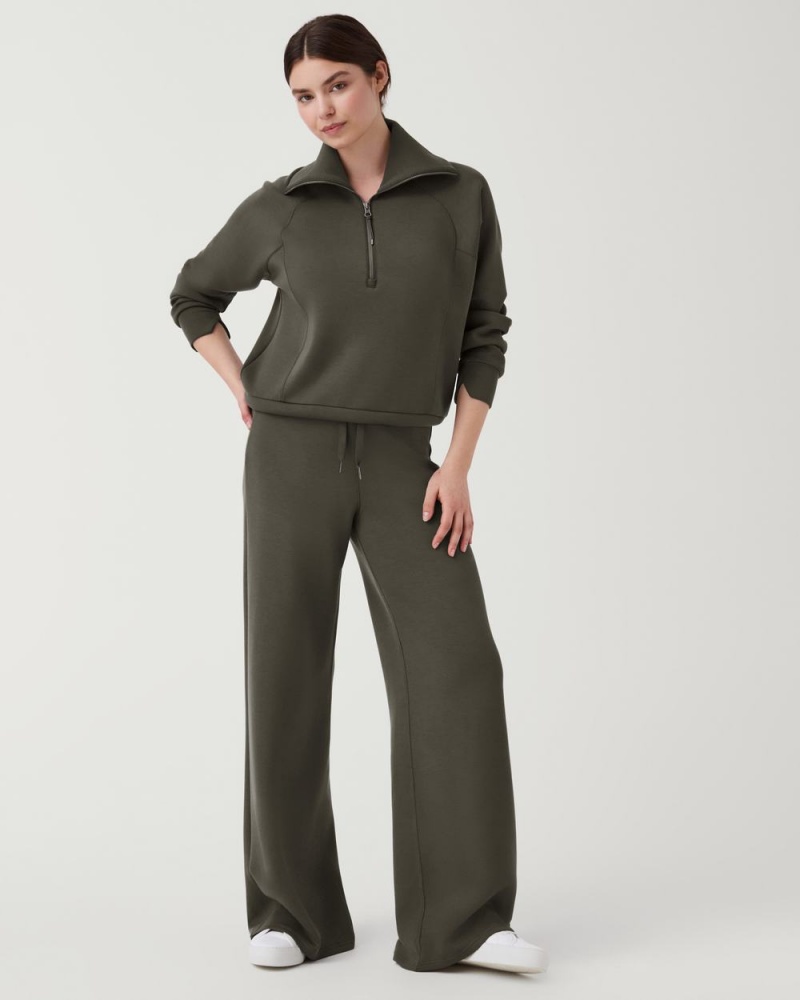 Spanx AirEssentials Wide Leg Pant Olive | VFQBISE-68