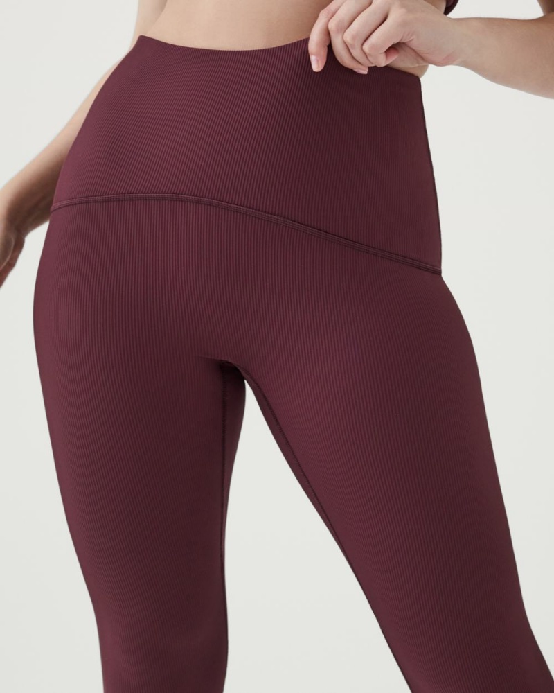 Spanx Booty Boost® Active Contour Rib 7/8 Leggings Burgundy | CWEZNXG-76