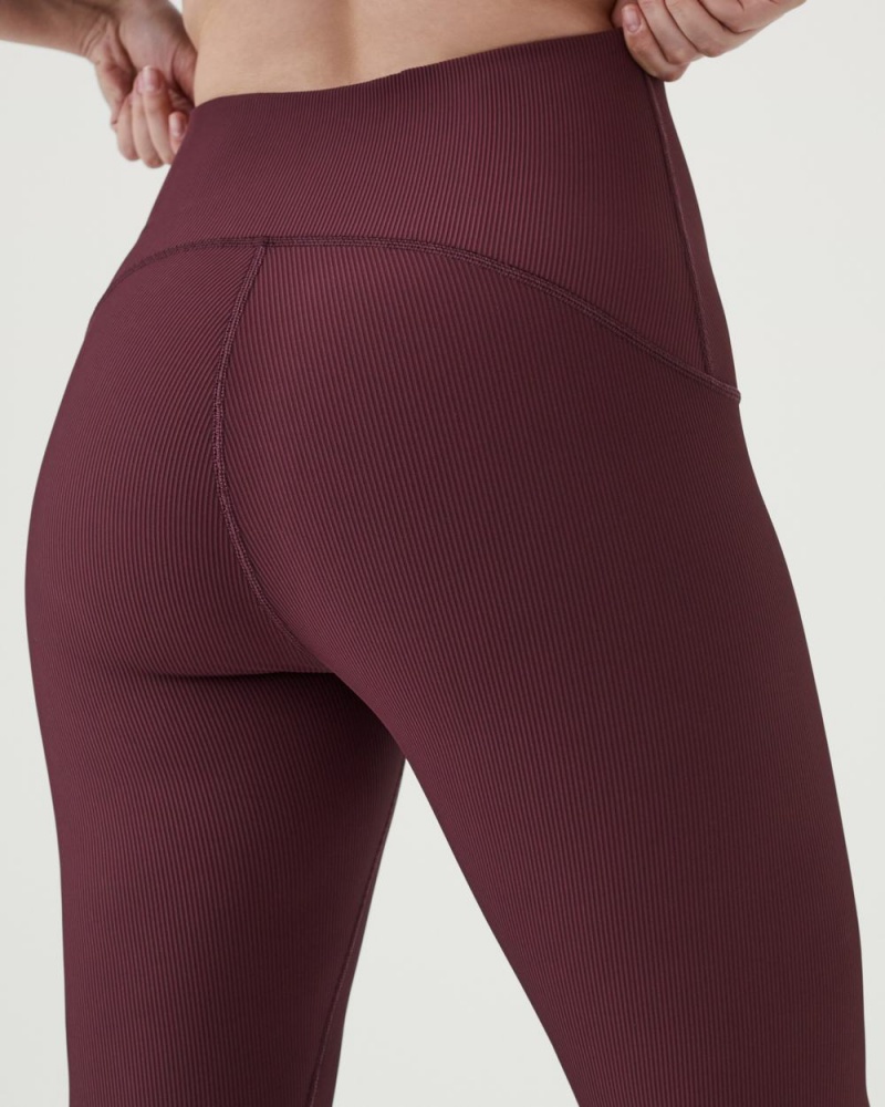 Spanx Booty Boost® Active Contour Rib 7/8 Leggings Burgundy | CWEZNXG-76