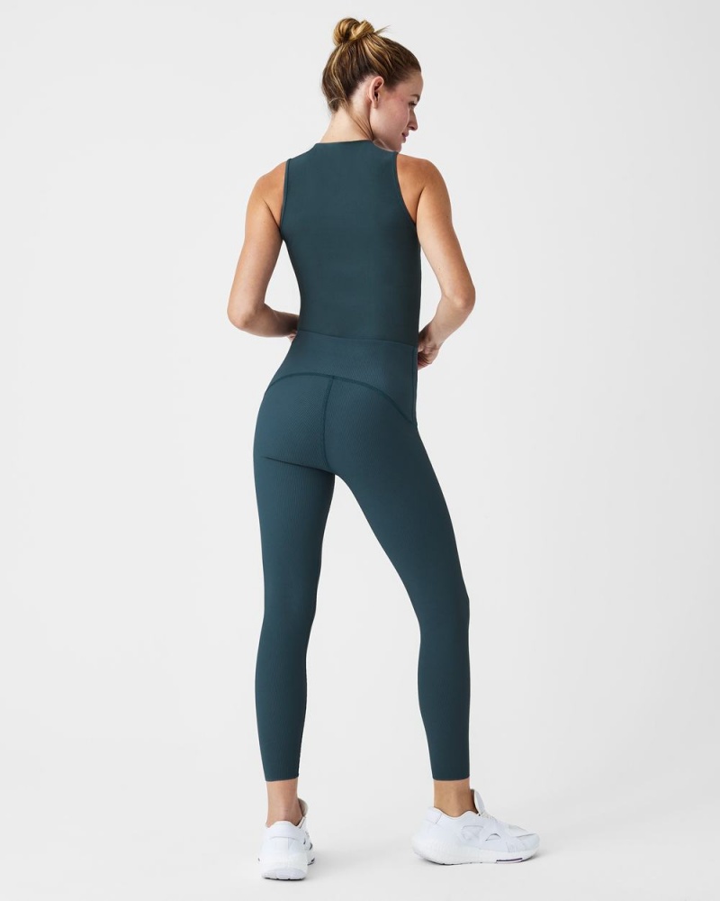 Spanx Booty Boost® Active Contour Rib 7/8 Leggings Dark Blue | GAWTKBQ-67