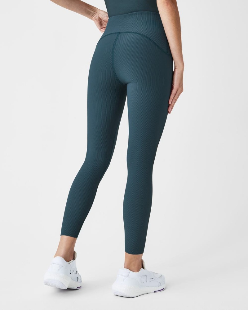 Spanx Booty Boost® Active Contour Rib 7/8 Leggings Dark Blue | GAWTKBQ-67