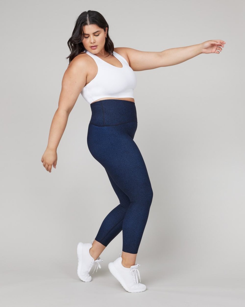 Spanx Booty Boost® Active Floral Squiggle 7/8 Leggings Navy | AEITSQP-94