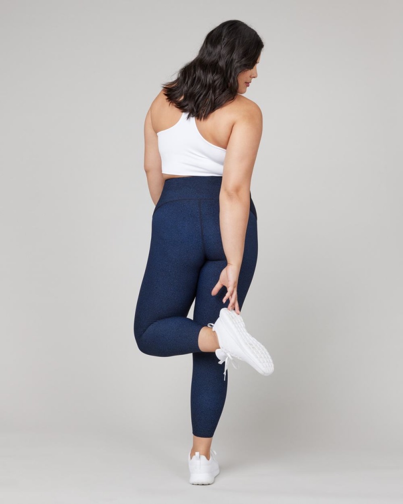 Spanx Booty Boost® Active Floral Squiggle 7/8 Leggings Navy | AEITSQP-94