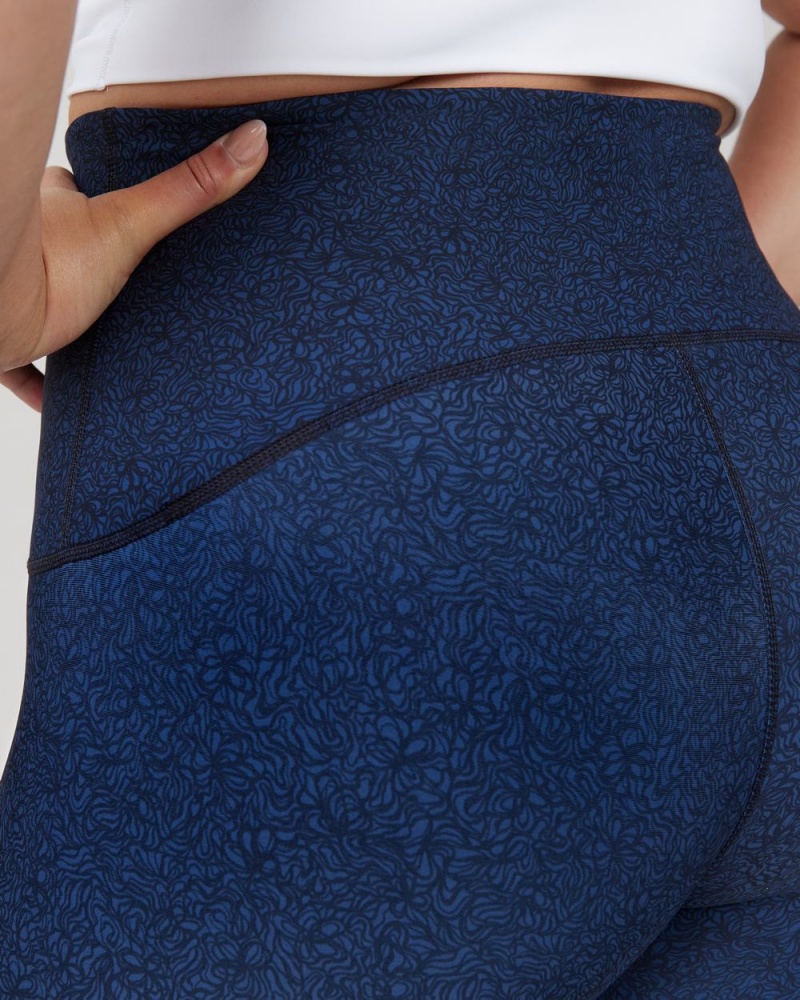 Spanx Booty Boost® Active Floral Squiggle 7/8 Leggings Navy | AEITSQP-94