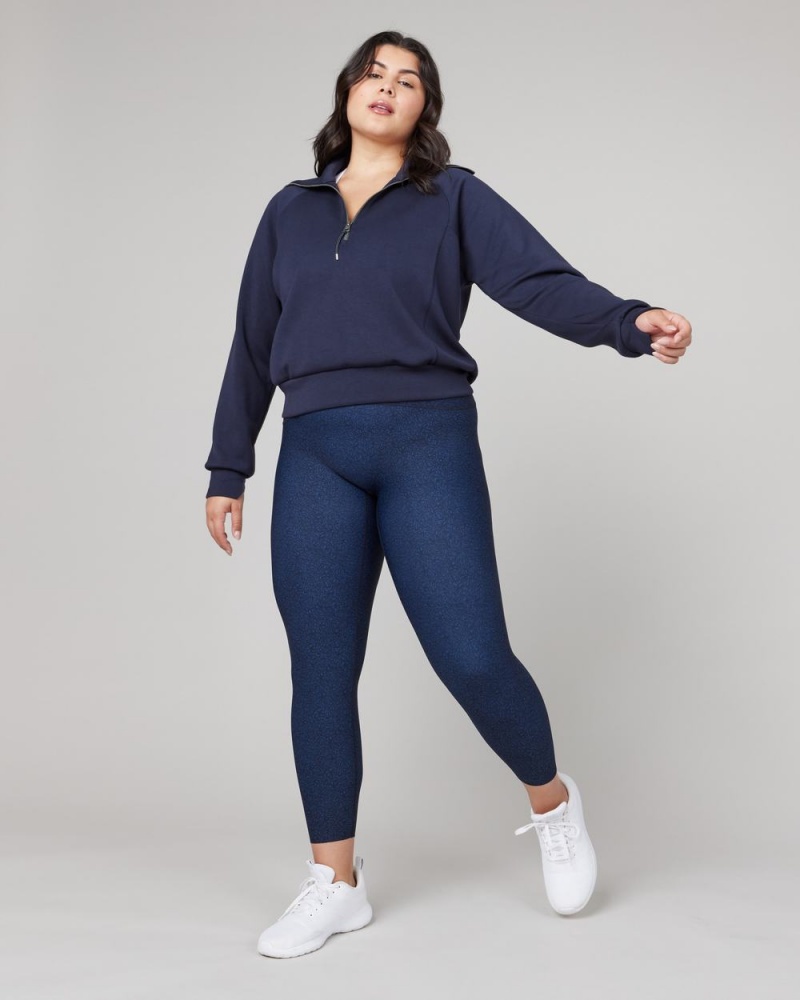 Spanx Booty Boost® Active Floral Squiggle 7/8 Leggings Navy | AEITSQP-94