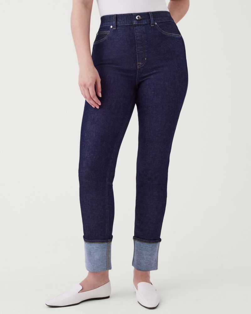 Spanx Cuffed Straight Leg Jeans Indigo | HRSUACP-10