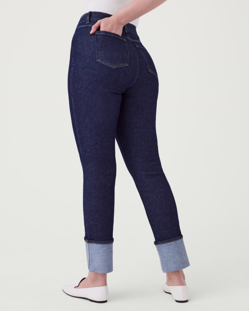 Spanx Cuffed Straight Leg Jeans Indigo | HRSUACP-10