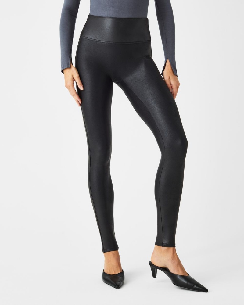 Spanx Faux Leather Leggings Black | XJIFZBN-02