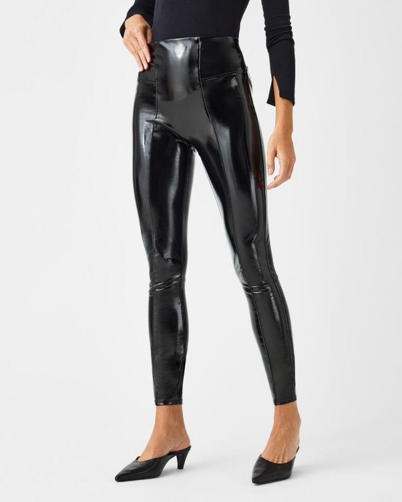 Spanx Faux Patent Leather Leggings Black | BGVUAYR-56