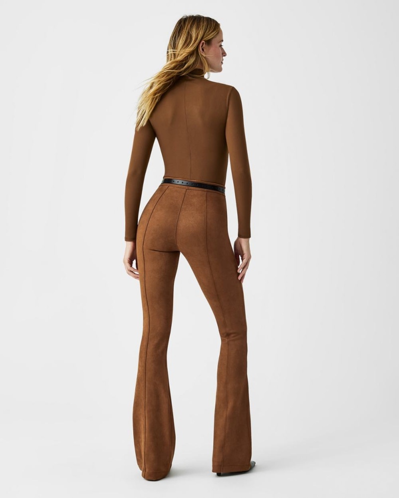 Spanx Faux Suede Flare Pants Brown | UBZJXIC-02