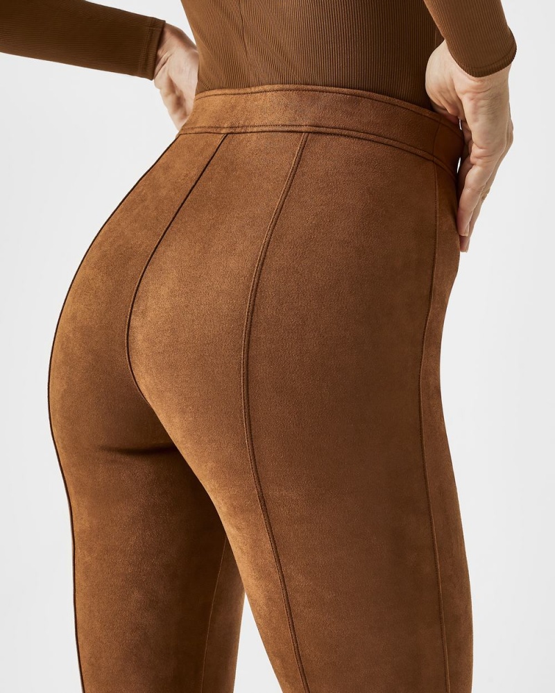 Spanx Faux Suede Flare Pants Brown | UBZJXIC-02