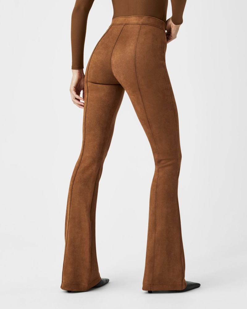 Spanx Faux Suede Flare Pants Brown | UBZJXIC-02