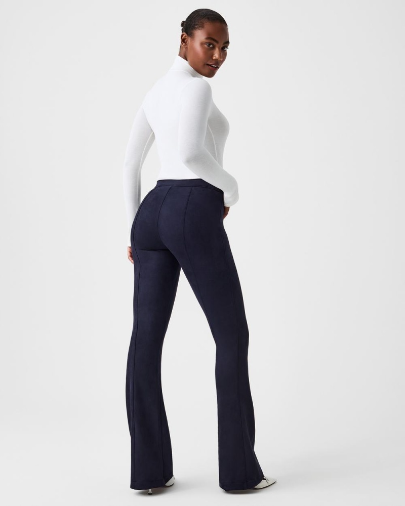 Spanx Faux Suede Flare Pants Navy | DEUXLKP-08