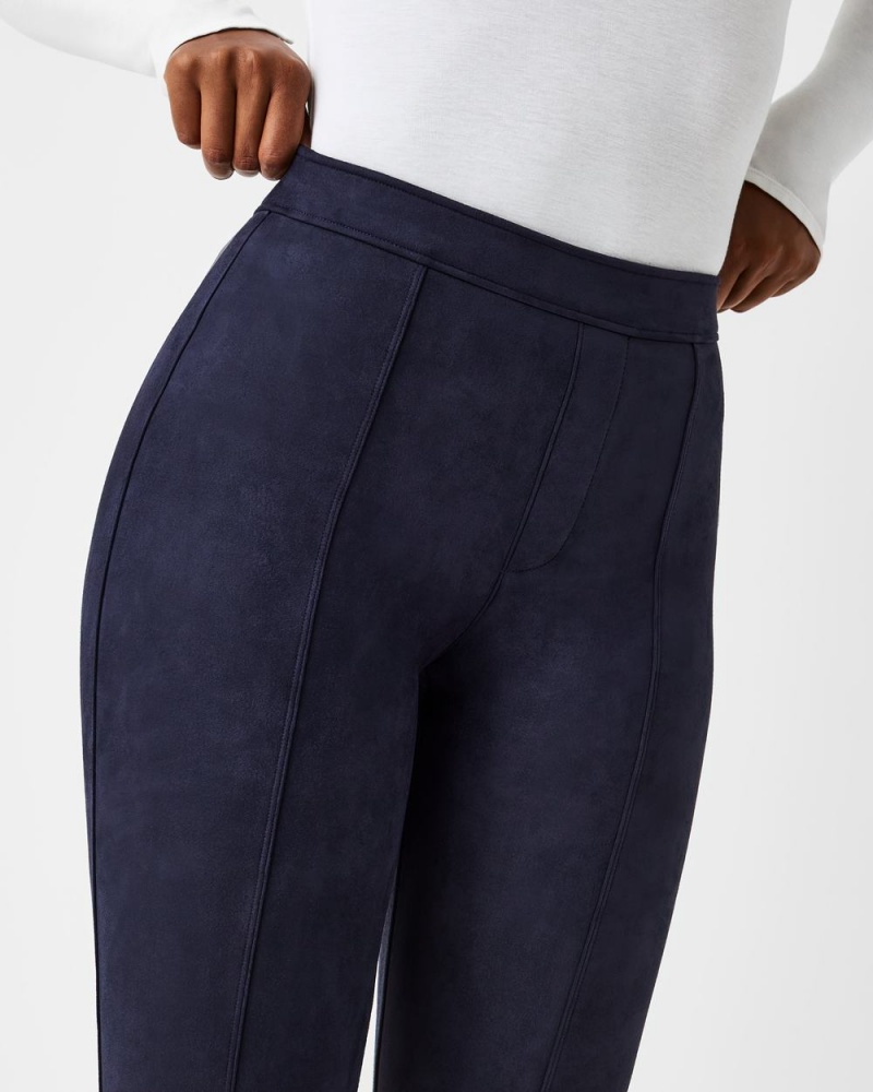 Spanx Faux Suede Flare Pants Navy | DEUXLKP-08