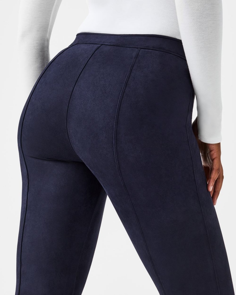 Spanx Faux Suede Flare Pants Navy | DEUXLKP-08