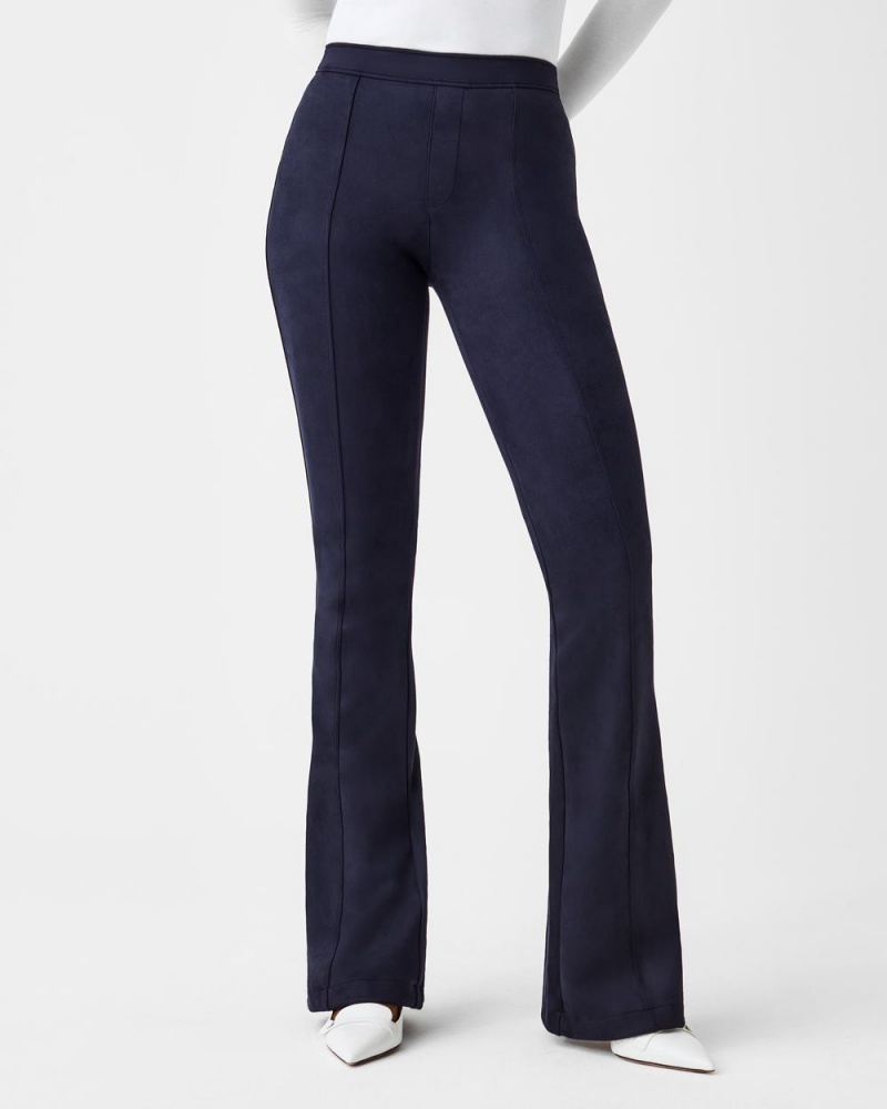 Spanx Faux Suede Flare Pants Navy | DEUXLKP-08