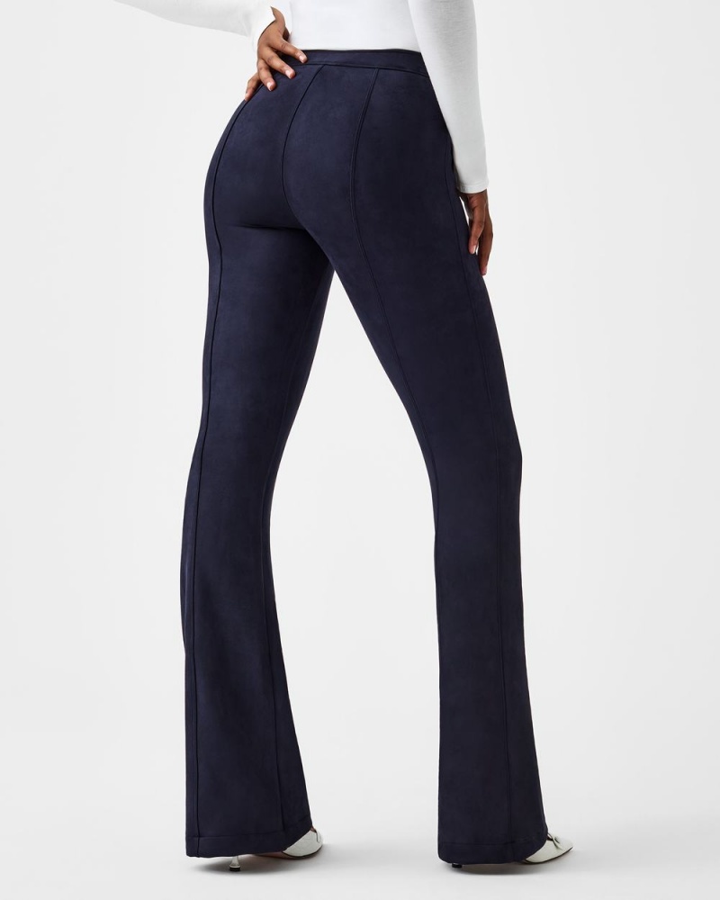 Spanx Faux Suede Flare Pants Navy | DEUXLKP-08