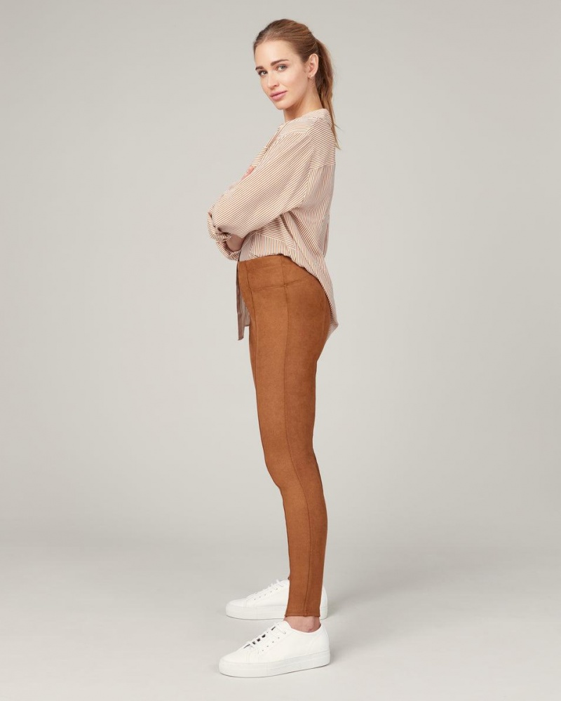 Spanx Faux Suede Leggings Brown | AVXYCWF-09