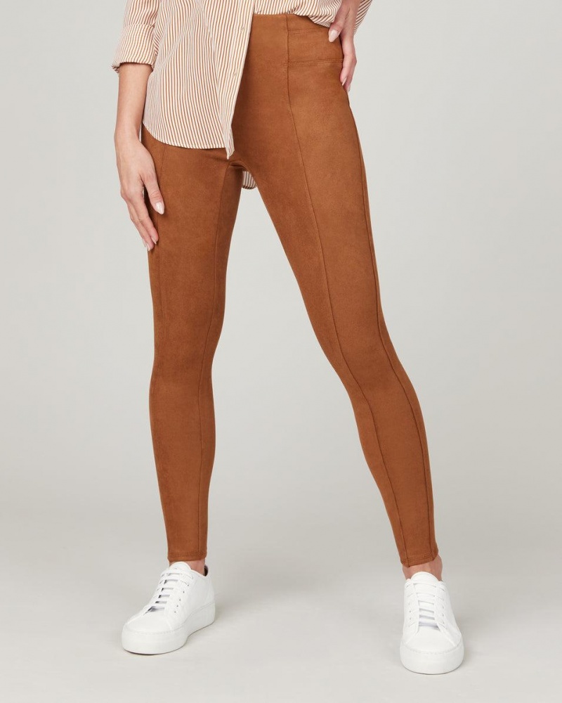 Spanx Faux Suede Leggings Brown | AVXYCWF-09