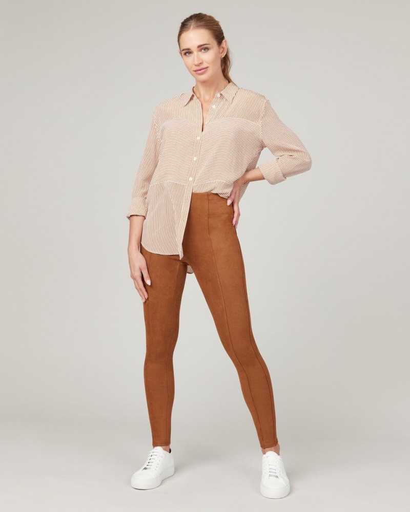 Spanx Faux Suede Leggings Brown | AVXYCWF-09