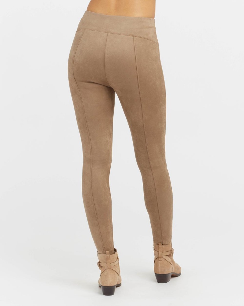 Spanx Faux Suede Leggings Brown | PNVXMTU-72