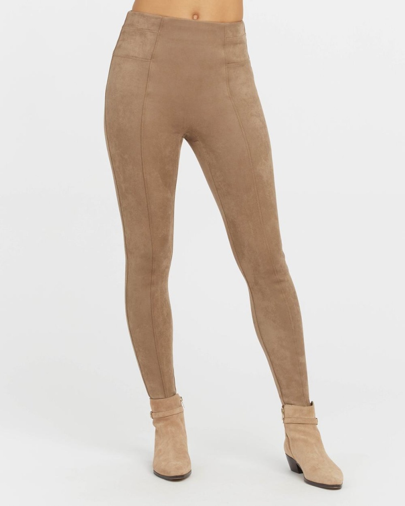 Spanx Faux Suede Leggings Brown | PNVXMTU-72