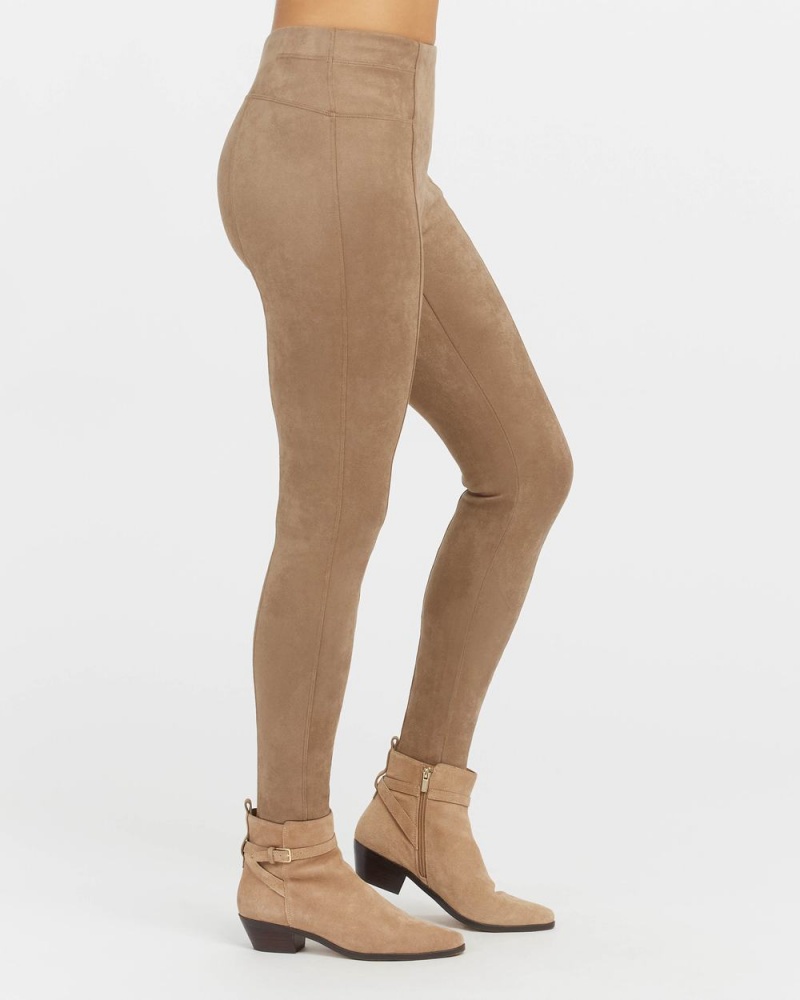 Spanx Faux Suede Leggings Brown | PNVXMTU-72