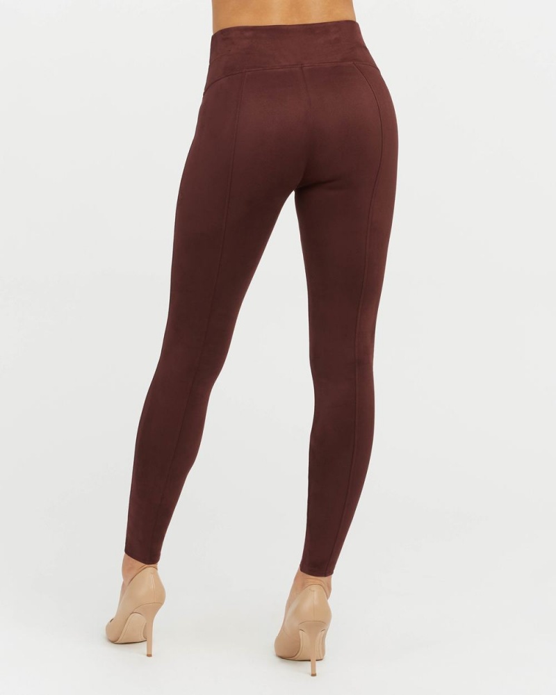 Spanx Faux Suede Leggings Burgundy | ZMCBQWU-82