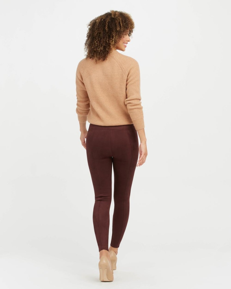 Spanx Faux Suede Leggings Burgundy | ZMCBQWU-82