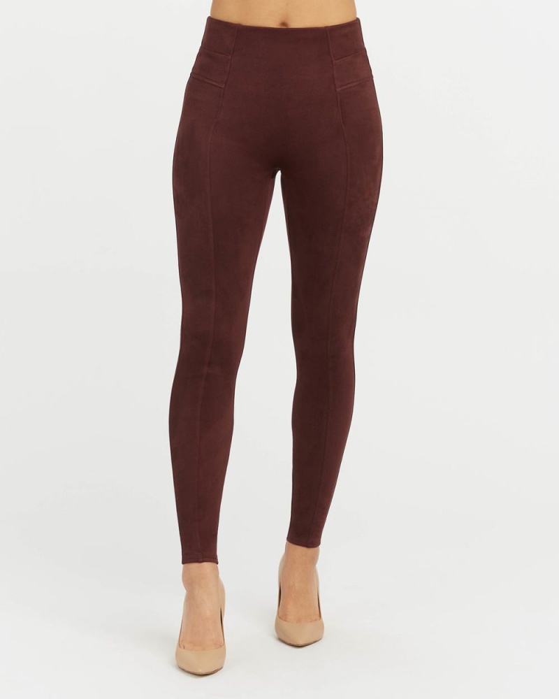 Spanx Faux Suede Leggings Burgundy | ZMCBQWU-82