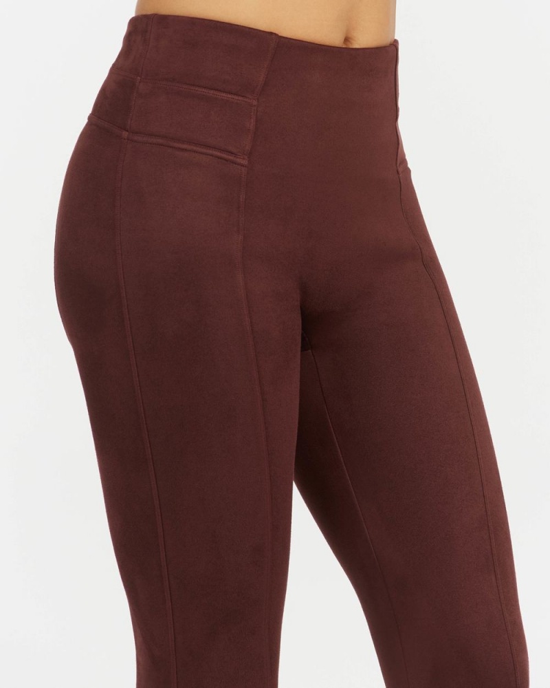 Spanx Faux Suede Leggings Burgundy | ZMCBQWU-82