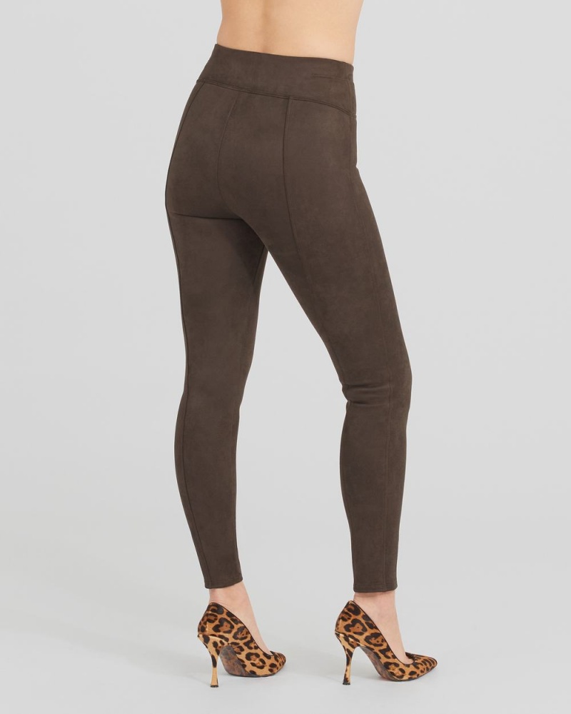 Spanx Faux Suede Leggings Chocolate Brown | VNWTECS-53