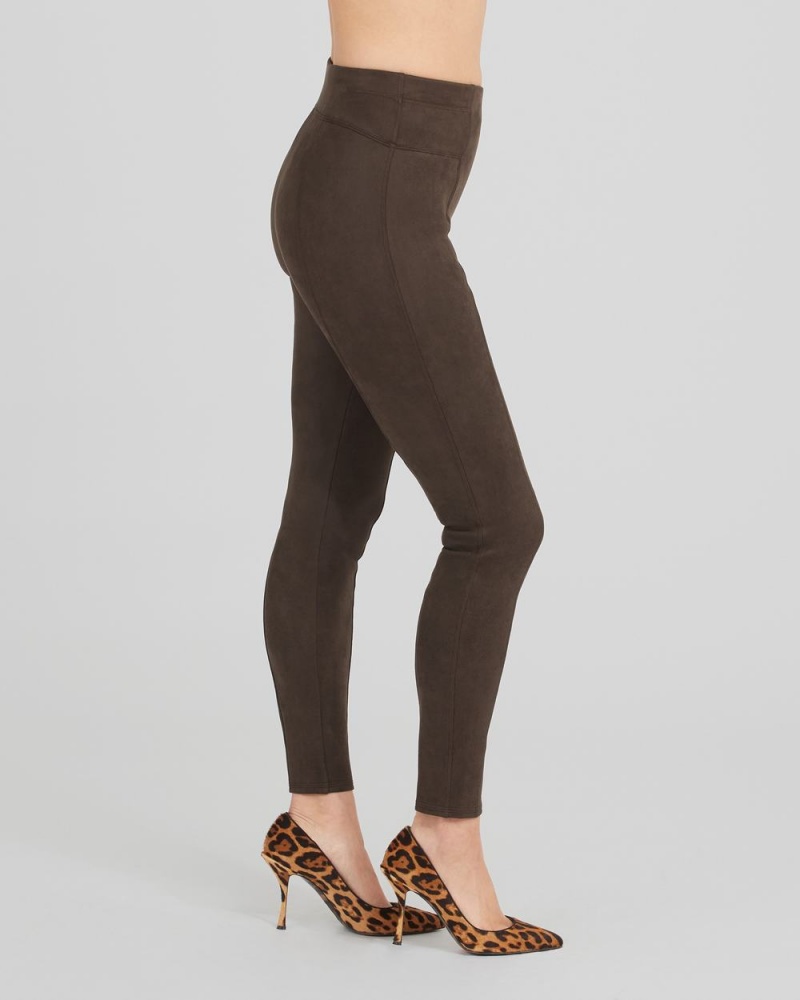 Spanx Faux Suede Leggings Chocolate Brown | VNWTECS-53