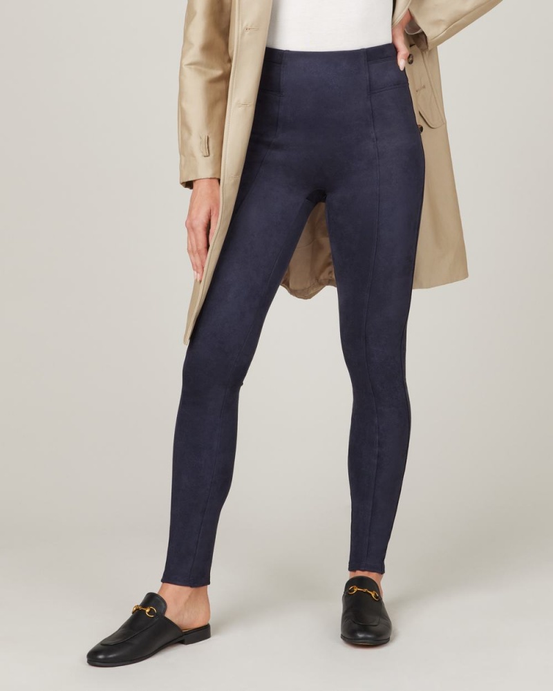 Spanx Faux Suede Leggings Navy | OTDRXAC-29