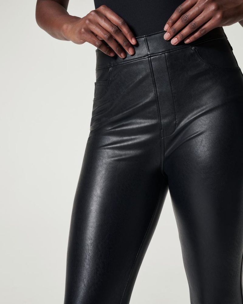 Spanx Leather-Like Ankle Skinny Pant Black | DTACLMU-75